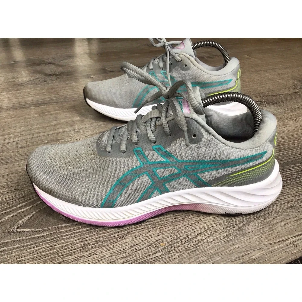 Asics Gel-Excite 9 Women's Size 9 Wide Running Shoes Piedmont Grey/Sea 1012B183